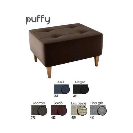 Puff de Tela con Patas de Madera 52x62x35cm azul