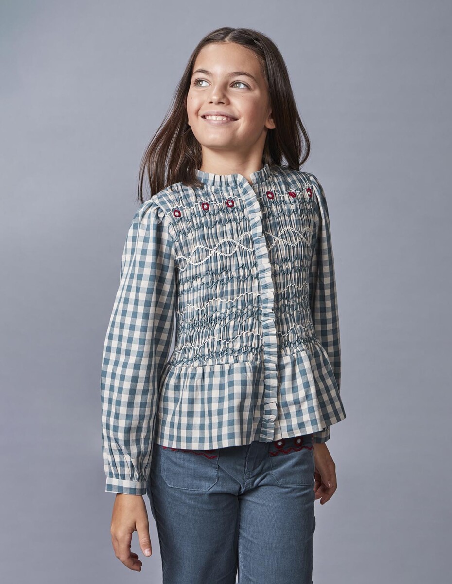 Camisa De Cuadros Con Smo - Petroleo 