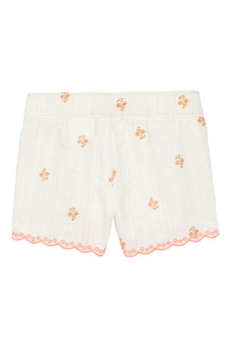 Short de algodón texturado, con dobladillo festoneado Sin color