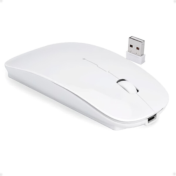 Mouse Inalámbrico Bluetooth y USB Recargable Blanco