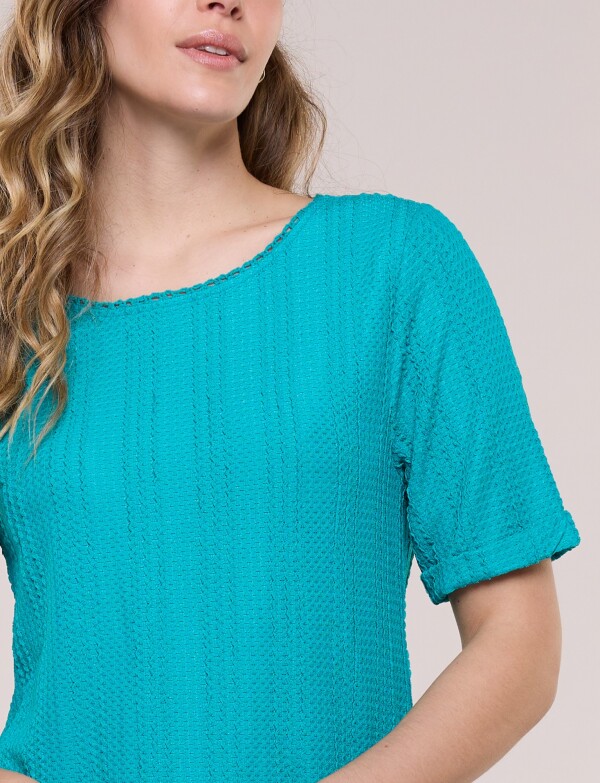 Blusa De Punto Labrado TURQUESA