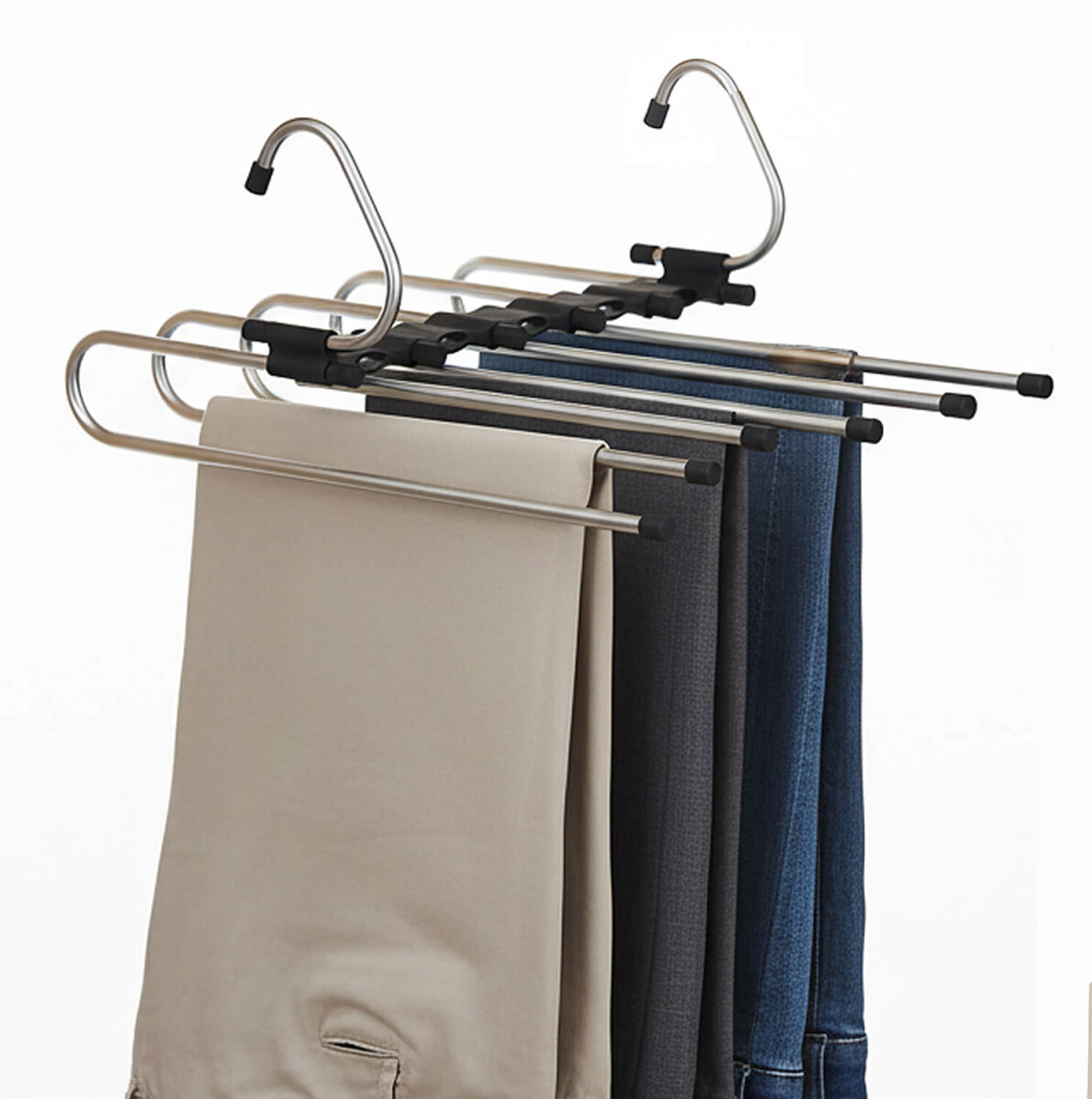 Percha Multiusos IMBACK IBK-HMJ074-PLA | 5 Barras, Ahorro de Espacio, Acero Inoxidable, Uso Vertical/Horizontal 