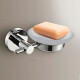 METAL PLATEADO BRILLANTE JABONERA CON VIDRIO USO BAÑO URBAN CROMO