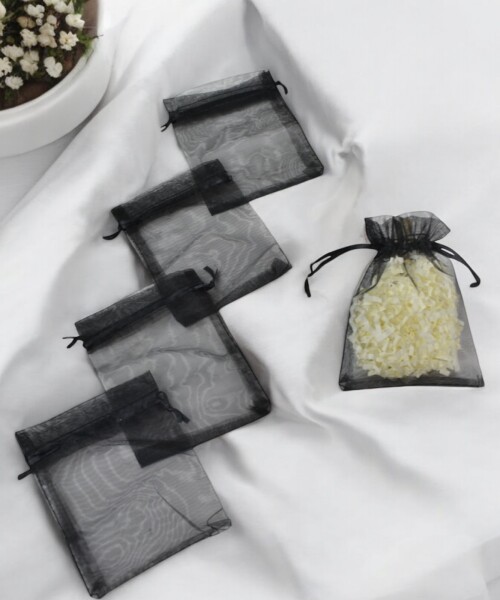 Pack x 100 - Bolsas organza 8x11 cm NEGRO