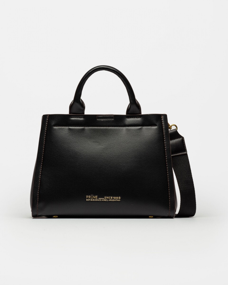 Cartera de Mano Anette Chica en Efecto Cuero Liso - Negro 