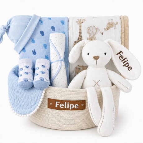 Cesta Nacimiento Cone-Cone Personalizada – Celeste Cesta Nacimiento Cone-Cone Personalizada – Celeste