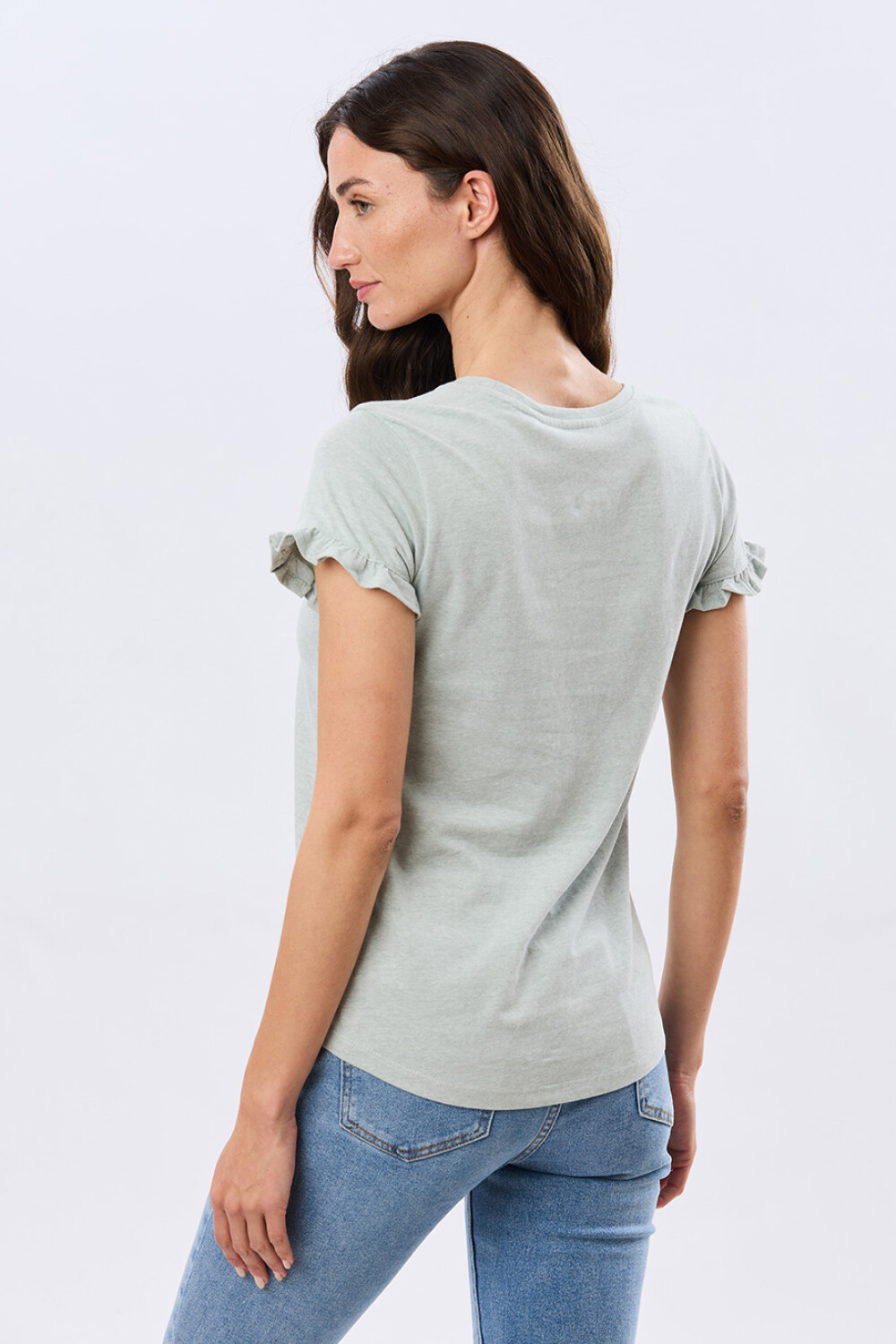 REMERA DE ALGODÓN CON VOLADO Verde