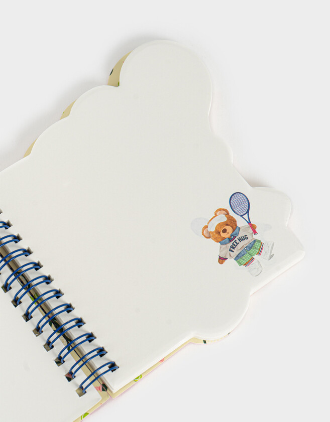 Anotadores Cuadernos y Memos Estampados Memo Anillado Con Formita De Oso Tenista - Combinacion Multicolor
