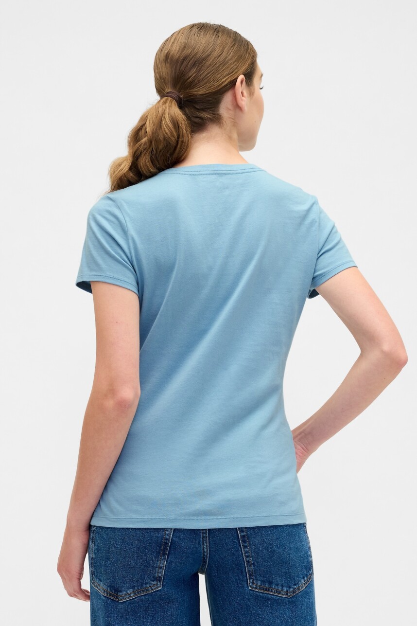 Remera Logo Gap Manga Corta Mujer Blue Stone