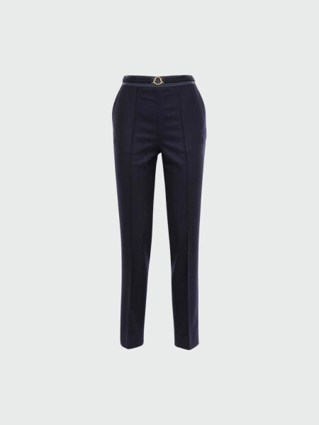 Moncler -Pantalón clásico de lana con bolsillos Azul