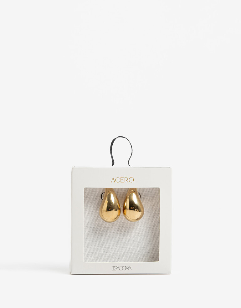 Aros Colgantes Cortos Metal Aros Cortos De Acero - Dorado