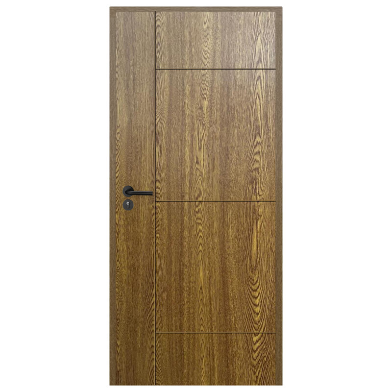 Puerta Interior en MDF con Marco y Cerradura Lumax Marrón Claro Diseño Ankara Herraje Negro