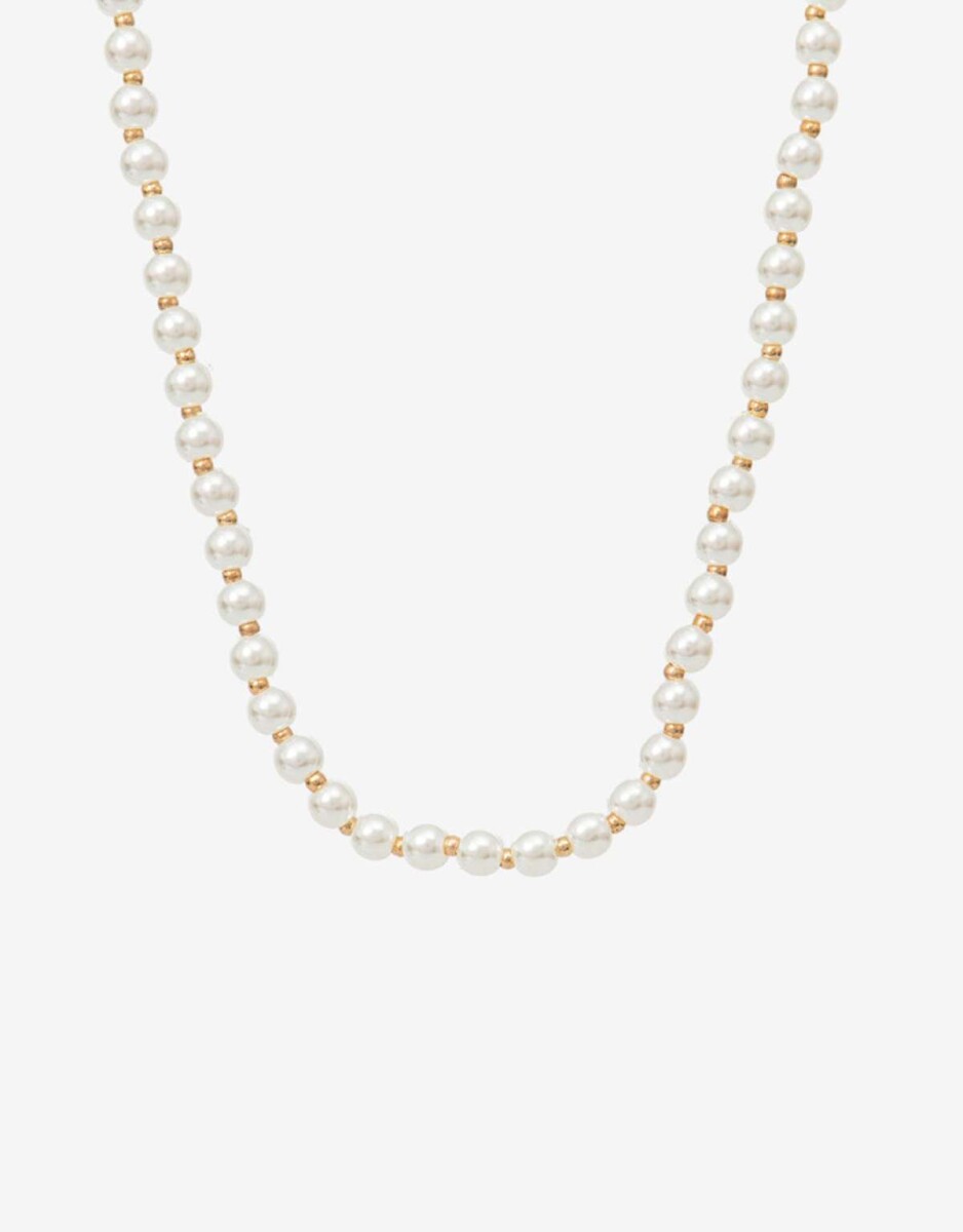 Collar Corto De Perlas - Blanco Crema 