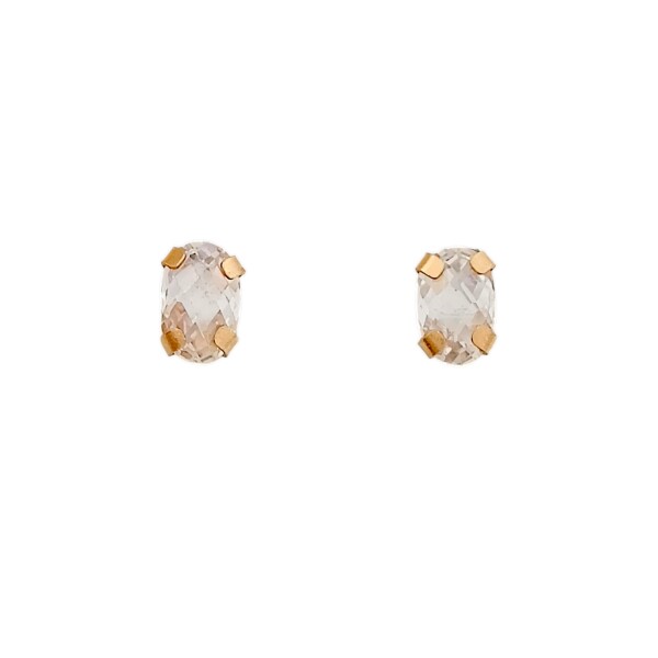 Caravanas Solitario oro - Oro bajo - Zirconia blanca - CA8117 conpiedra