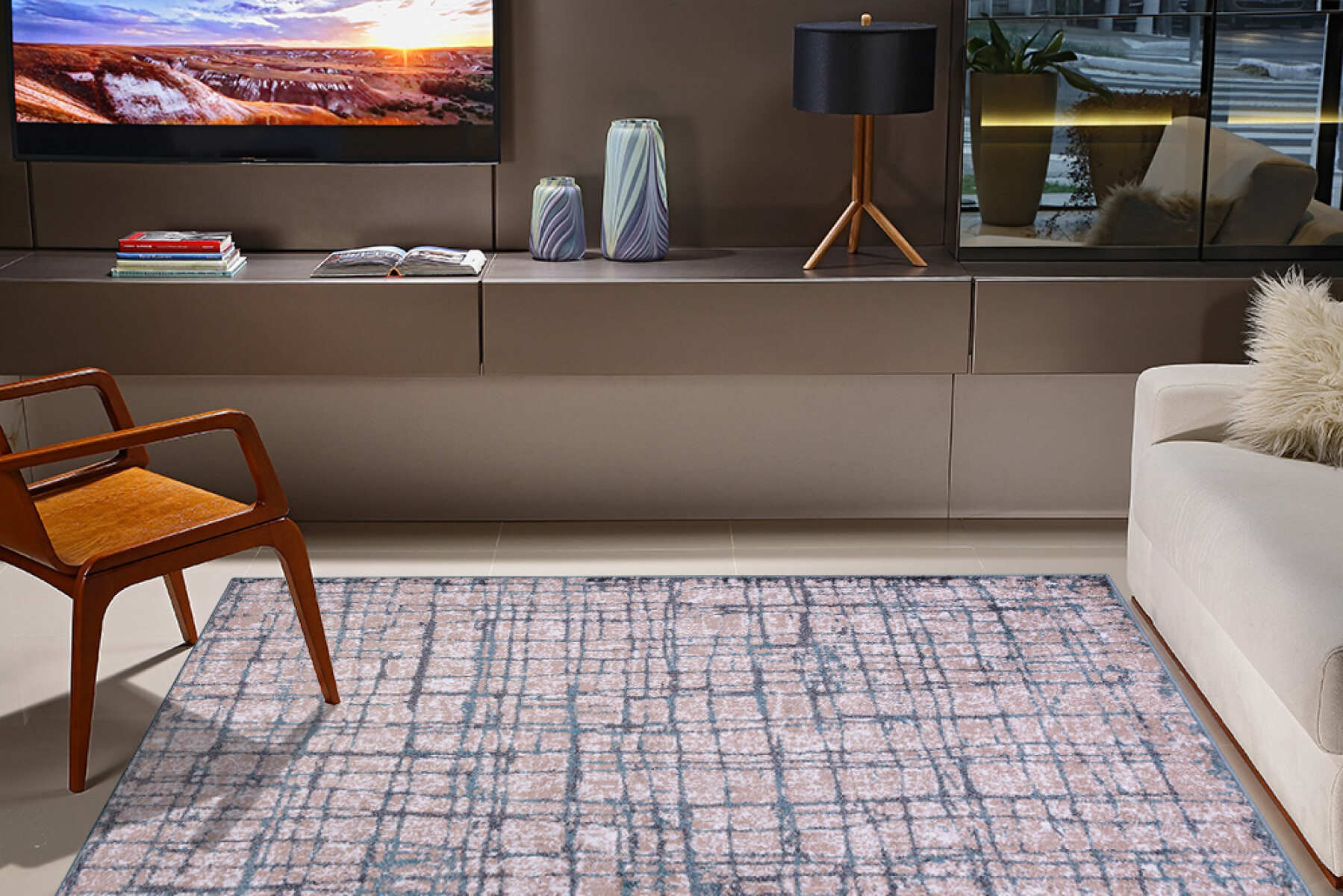 Alfombra Classic Maldiivas Gris Plomo Azul - 150*200 