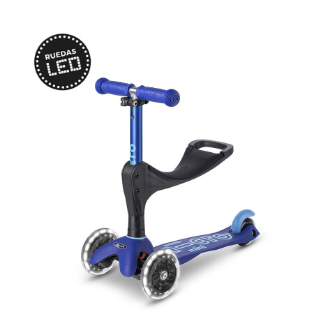 Monopatín 3 en 1 Micro Deluxe LED Ajustable con 3 Ruedas AZUL