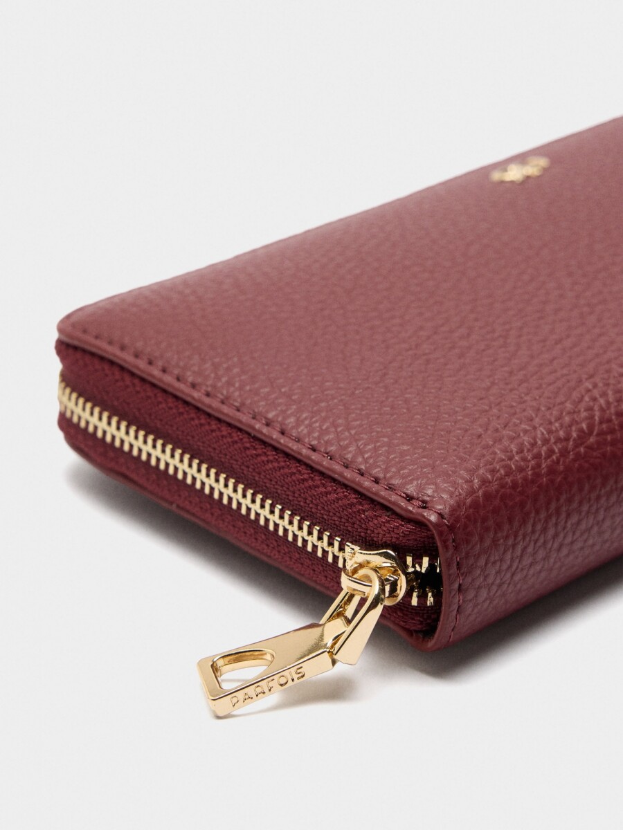Cartera Con Textura Y Cierre De Cremallera rojo