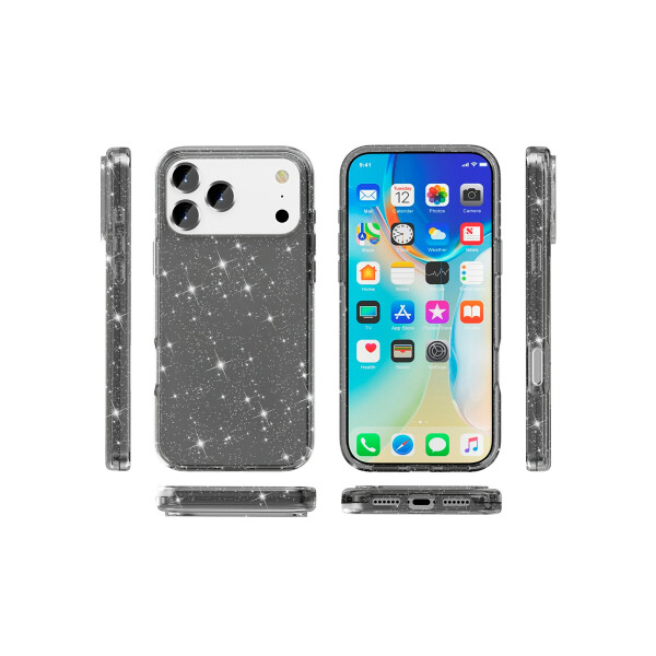 Protector para iPhone 17 Pro glitter color negro Protector Para Iphone 17 Pro Glitter Color Negro