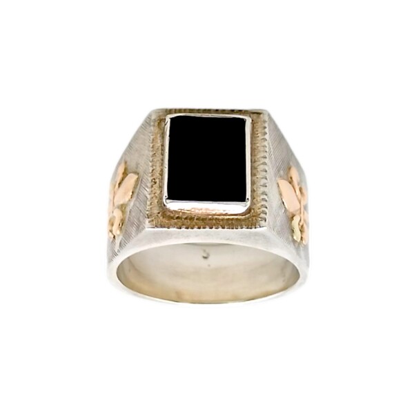 Anillo Mesa-Plata y Oro-Piedra Onix-AN5164 conpiedra