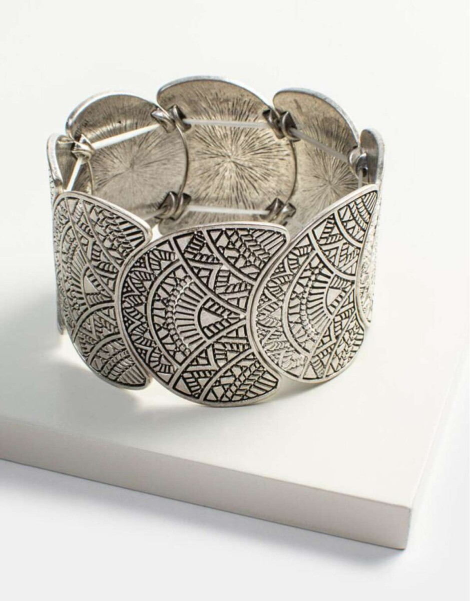 Pulsera Elástica Metal Folk - Plateado Antique Silver 
