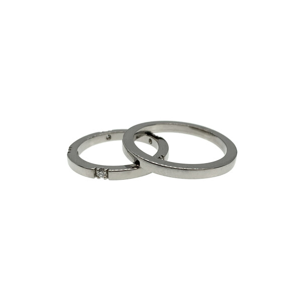 Par de alianzas de oro blanco 18k - una con brillantes - ALW3300 Par de alianzas de oro blanco 18k - una con brillantes - ALW3300