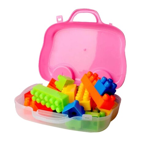 Set de Bloques de Construcción en Valija Viajera 90 Piezas Rosa