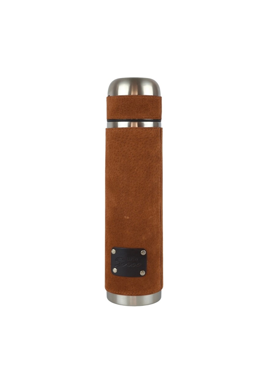 Termo de litro forrado en cuero - oxido 