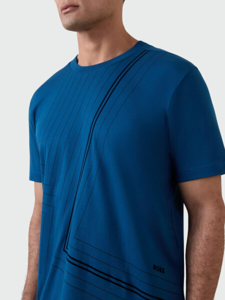 BOSS Camiseta Regular de Algodón con Diseño de Líneas Finas 494