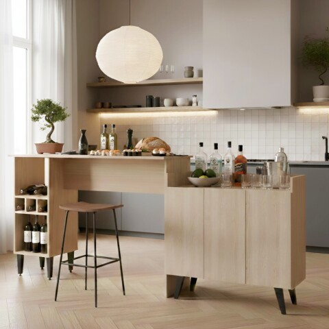 Combo de Cocina de Barra Desayunador y Aparador Bargueño de Arrime Combo de Cocina de Barra Desayunador y Aparador Bargueño de Arrime