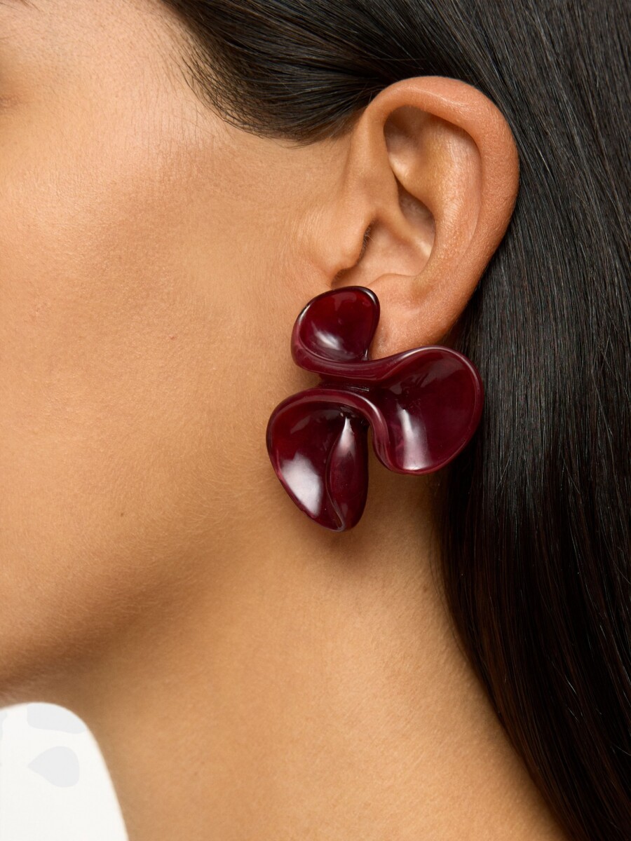 Pendientes De Flor De Resina teja