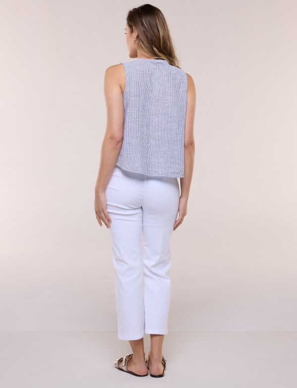 Blusa Algodón Nudo Frontal NEGRO/BLANCO