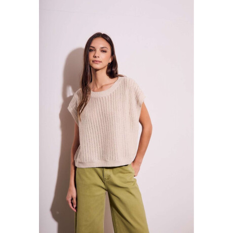 Chaleco Lurex Beige Melange