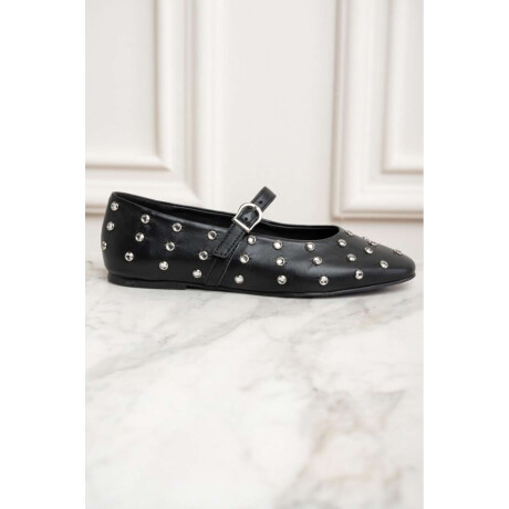 Balerina Cuero Apliques Negro