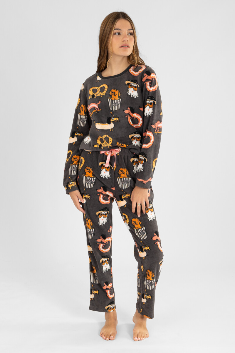 Pijama polar doggy - Gris oscuro 