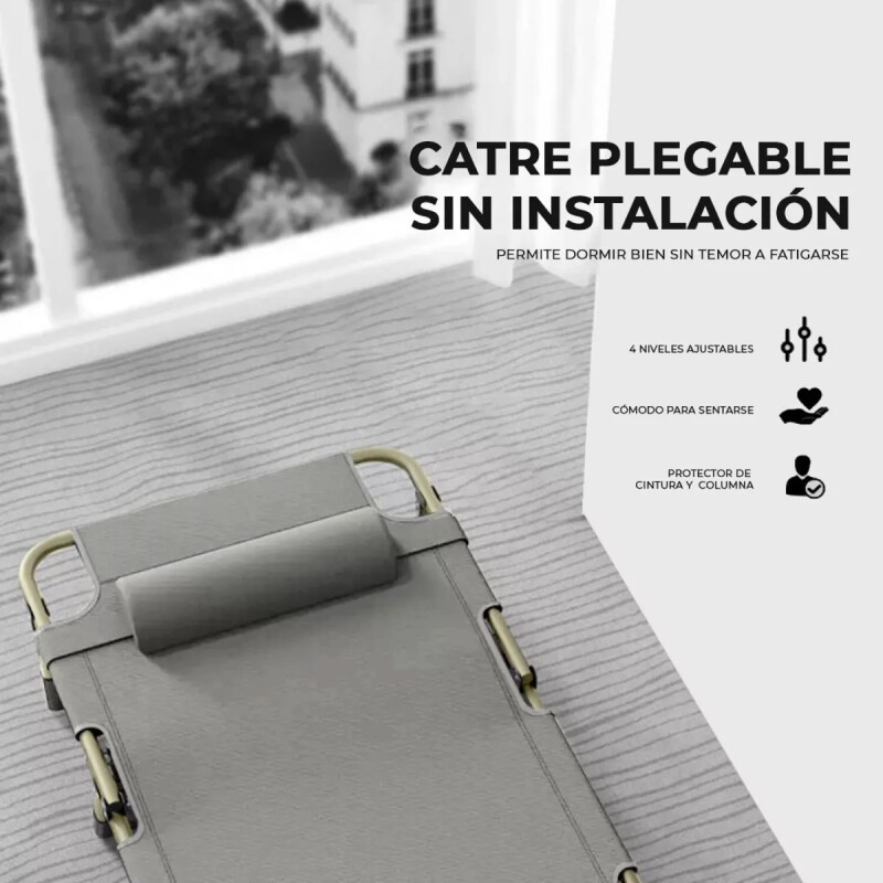 Catre Plegable con colchón GRIS