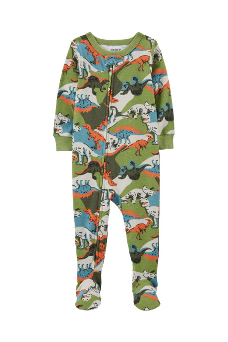 Pijama una pieza de algodón con pie, diseño dinos Sin color
