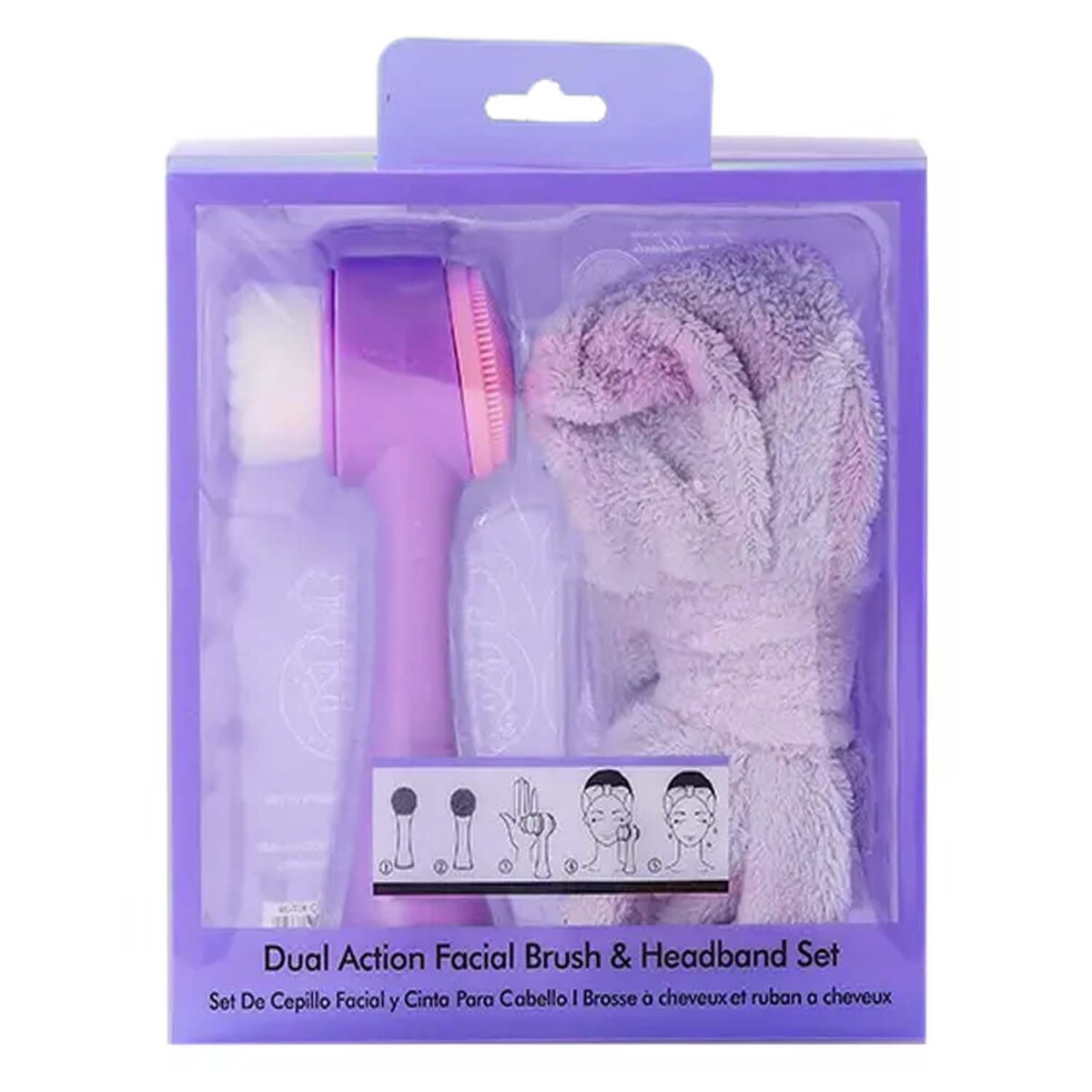 Kit limpieza facial 2pzs Vincha para Pelo y Cepillo Facial - Violeta 