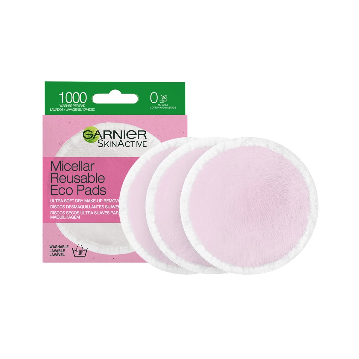 Pack de 3 Pads desmaquillantes Garnier Eco Pads reutilizables hasta 1000 veces - Rosa 