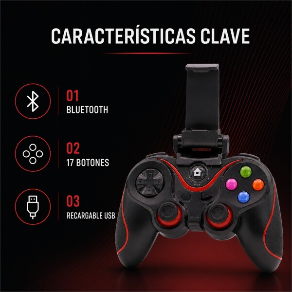 Joystick Bluetooth V8 Recargable con Soporte para Celular Negro 1