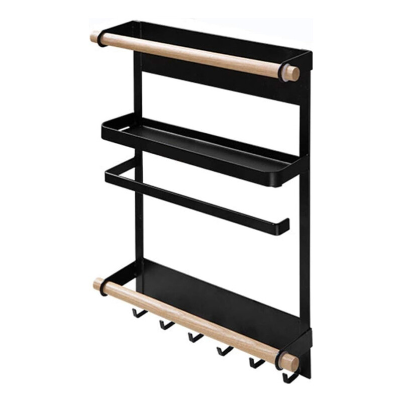 Estante Organizador Imantado De Acero Para Heladera Negro