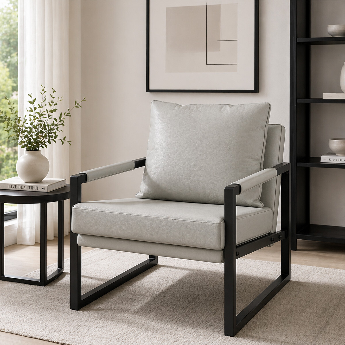 Sillón Milán ecocuero - Gris claro 