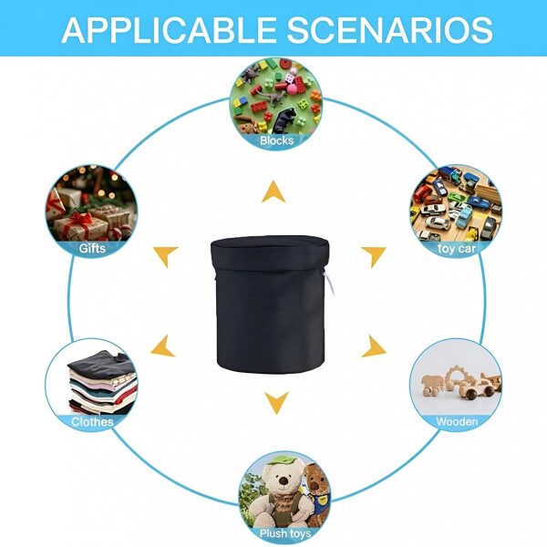 Canasto Alfombra Organizador Juguetes Plegable C/ Asa 150 cm Color Negro