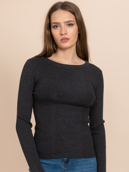 Camiseta tejida rib Gris