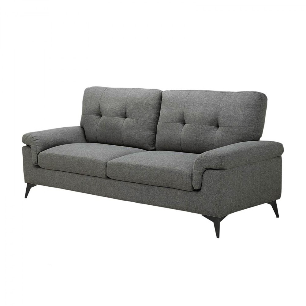 Sillón 3 Cuerpos Tela y Madera Natural Living - Lamona Gris Oscuro