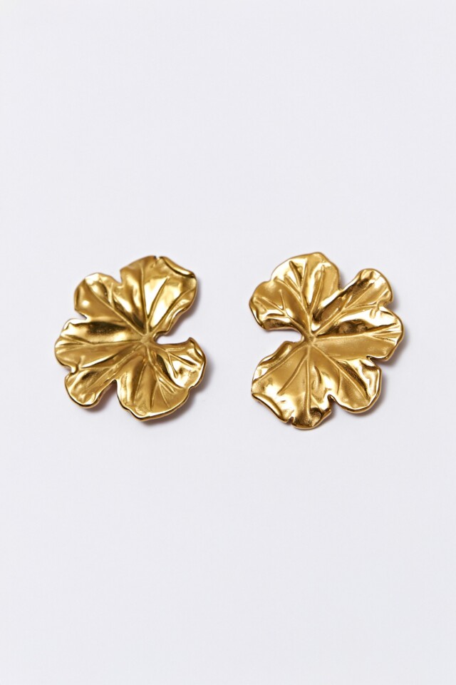 Caravanas de acero forma floral dorado