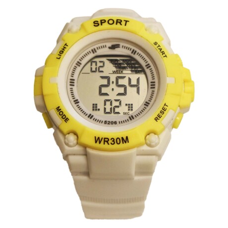 Reloj Deportivo de Pulsera Waterproof Pantalla Luz Unisex Amarillo/blanco