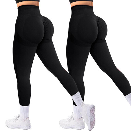 Calza Deportiva Push Up X2 Leggins Levanta Glúteos Negro Rosa
