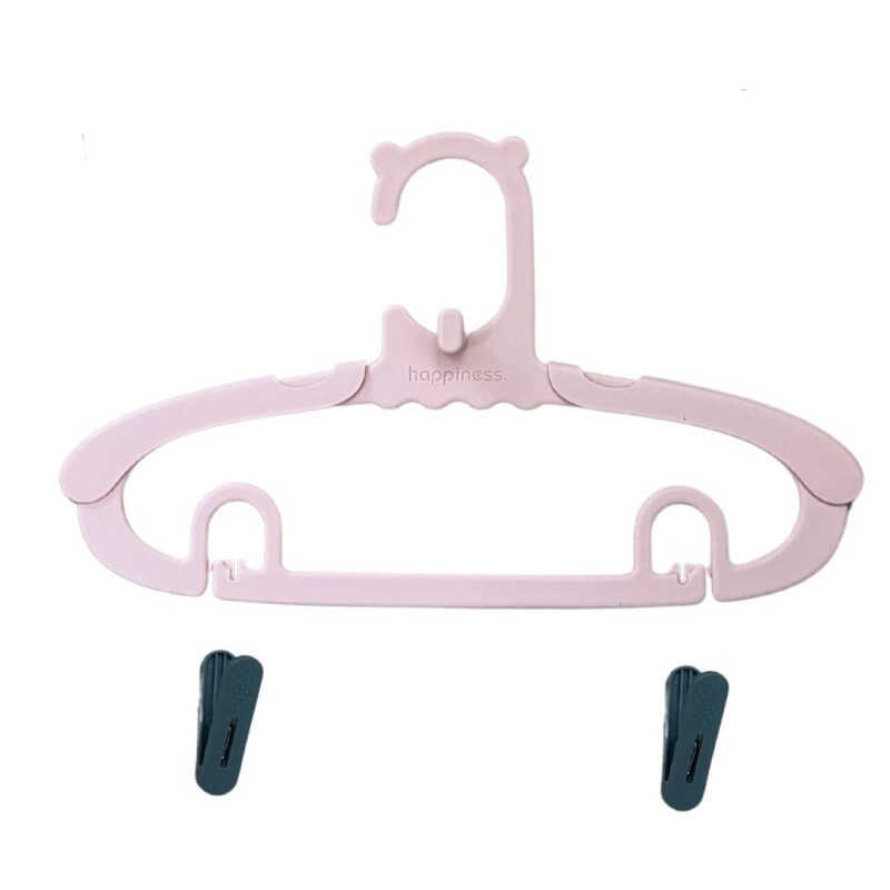 Percha Plástica X3 Colgar Ropa Infantil Bebé Ajustable Rosa