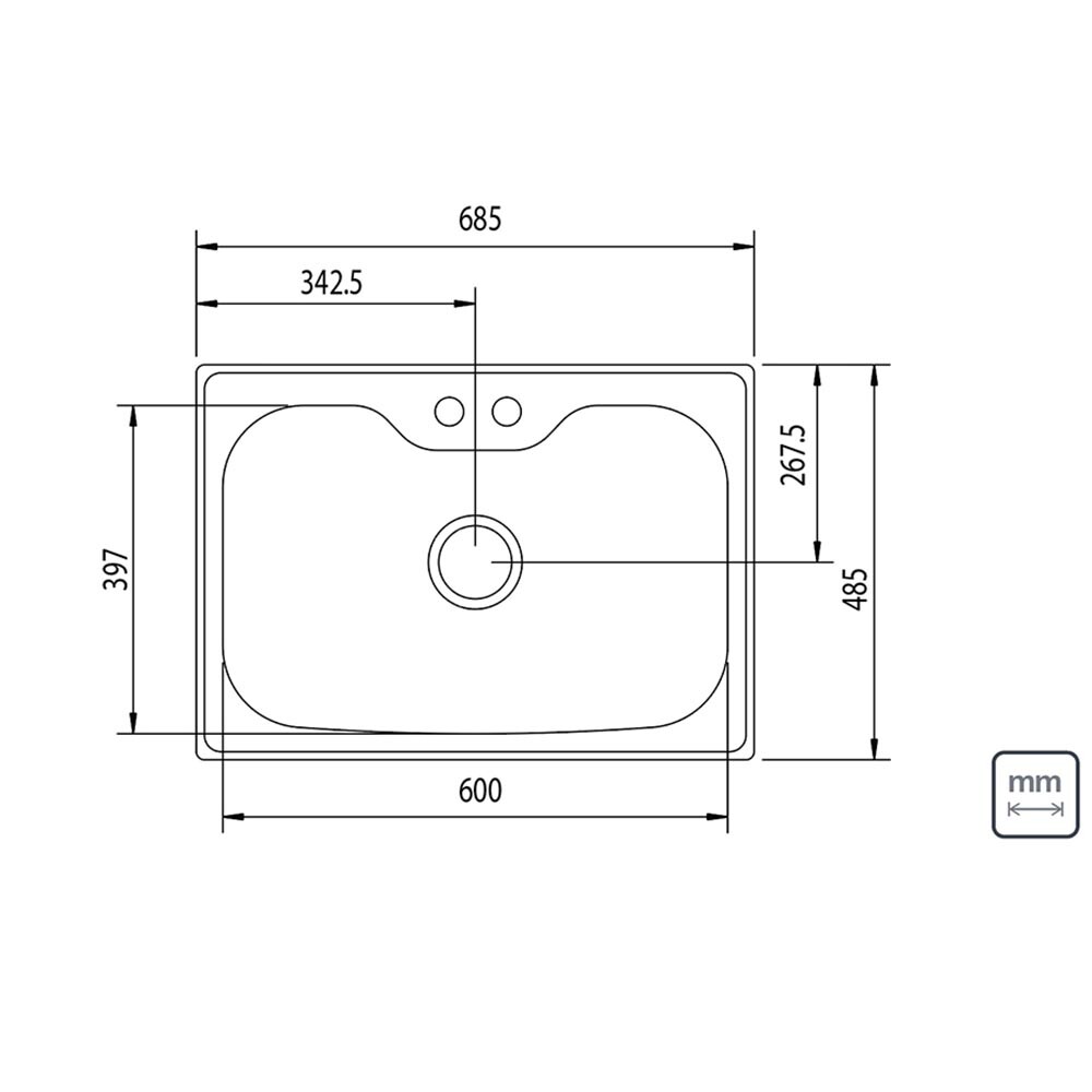 PILETA SIMPLE MORGANA DE ACERO INOXIDABLE 304 69X49 CM TRAMONTINA Pileta Simple Morgana De Acero Inoxidable 304 69x49 Cm Tramontina