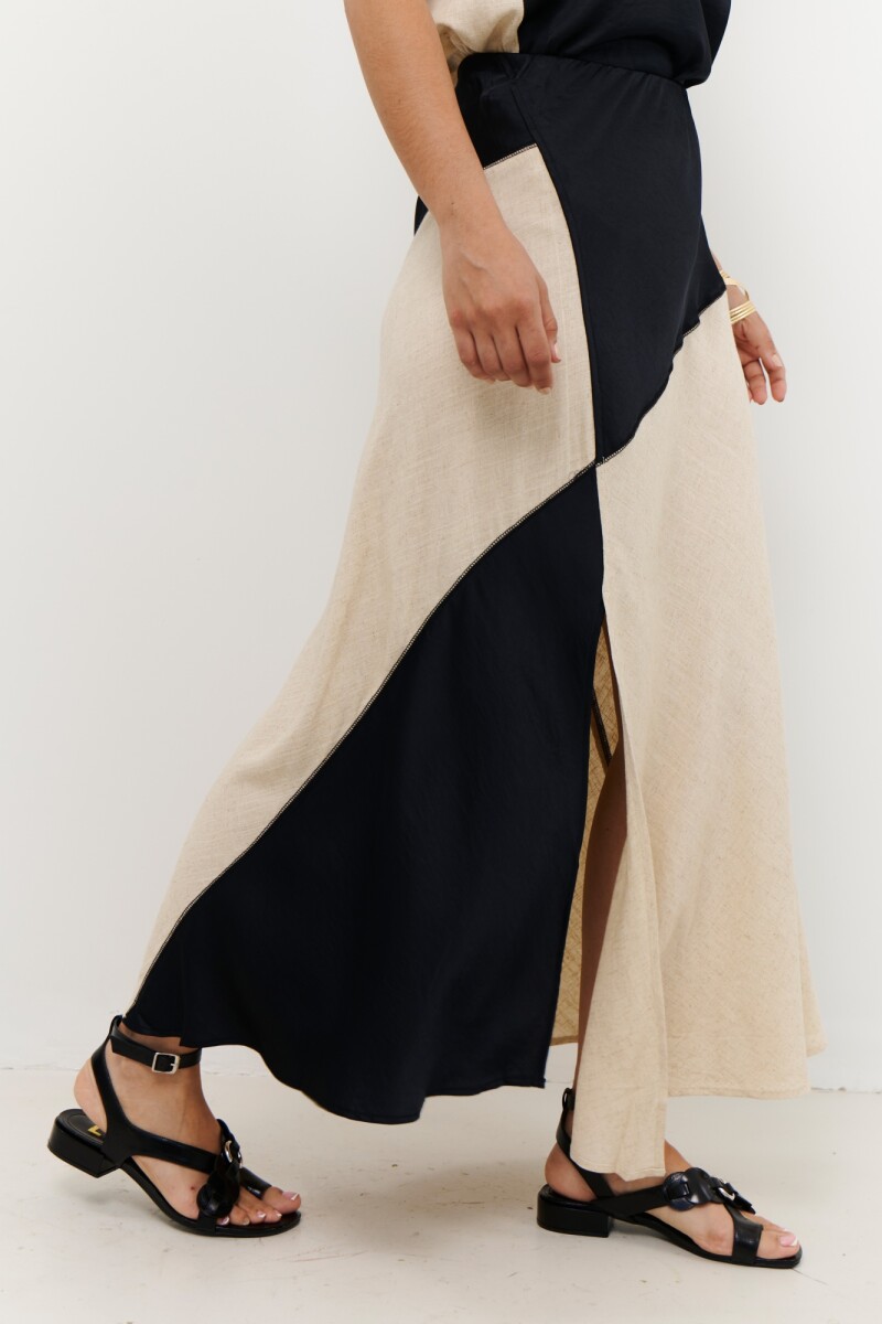 FALDA LINO SATEN NEGRO